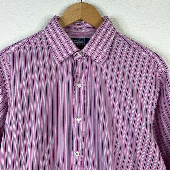 Polo Ralph Lauren Button Down Shirt Mens 16/33 Pink Striped Curham Classic Fit - Picture 4 of 6
